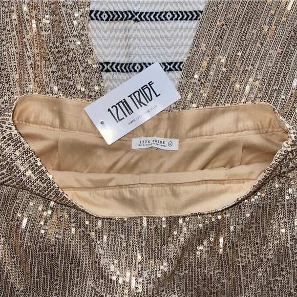 12th Tribe Shimmering Gold Wide Leg Pants - Picture 3 of 3